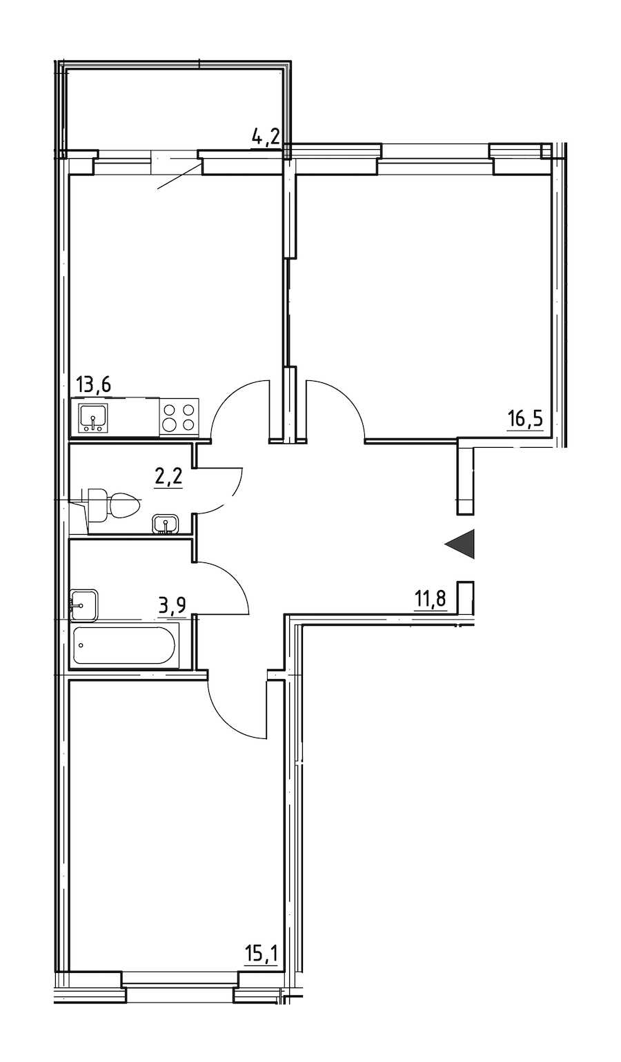 Двухкомнатная квартира в : площадь 64.4 м2 , этаж: 1 – купить в Санкт-Петербурге